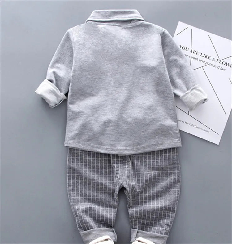 Lawadka Baby Boy Clothes Sets Long Sleeve Tie T-Shirt +Pants 2Pcs Outfits Cotton Sport Suit For Boy Clothes Spring Autumn 6M-3Y
