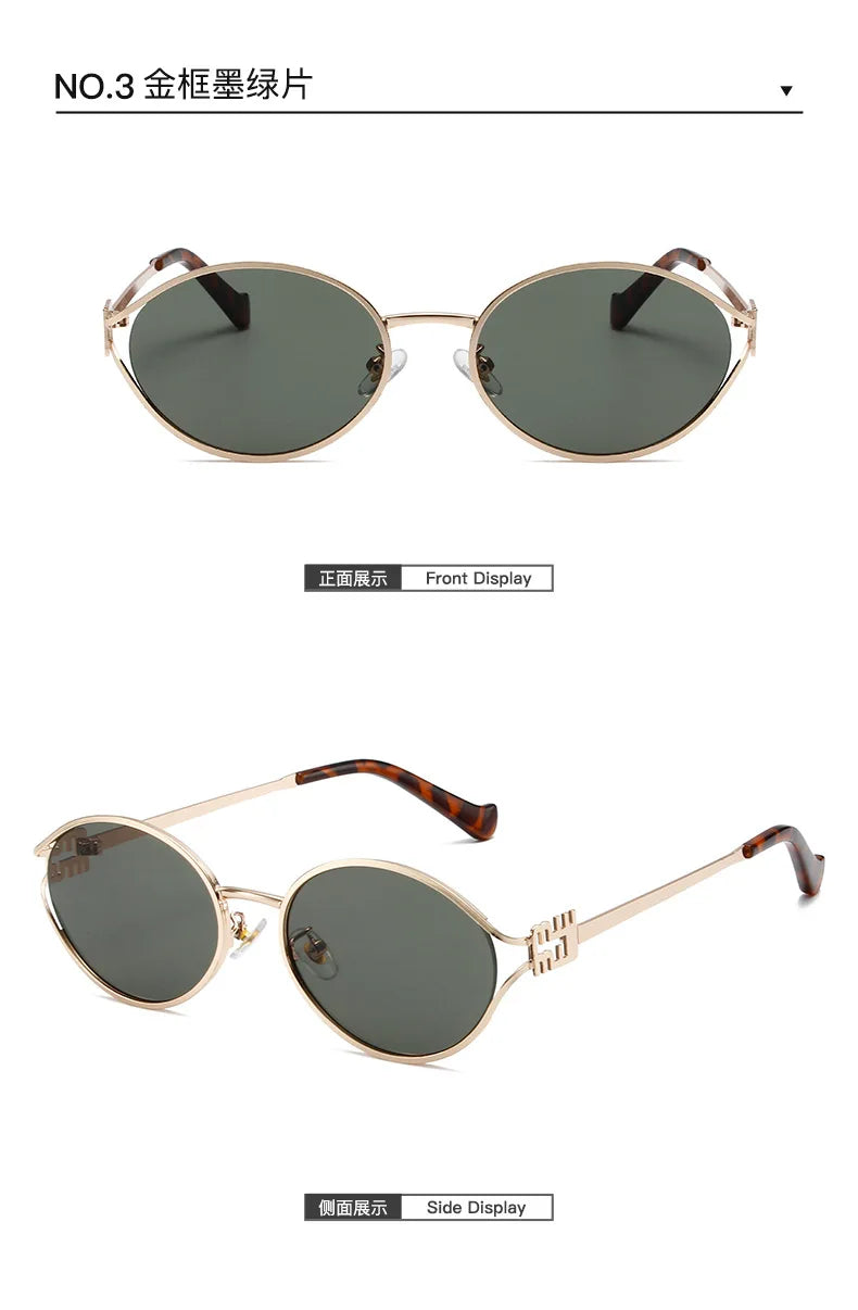 Fashion Oval Sunglasses Women Men Luxury Designer Metal Frames Sun Glasses Female Gradient Shades Eyewear UV400 De Sol Oculos