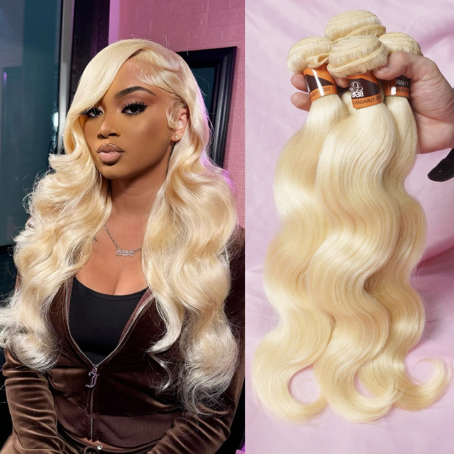 30 40 Inches 613 Honey Blonde Bundles 100% Human Hair Weave Bundles Double Track Peruvian Body Wave Bundles Human Hair Extension