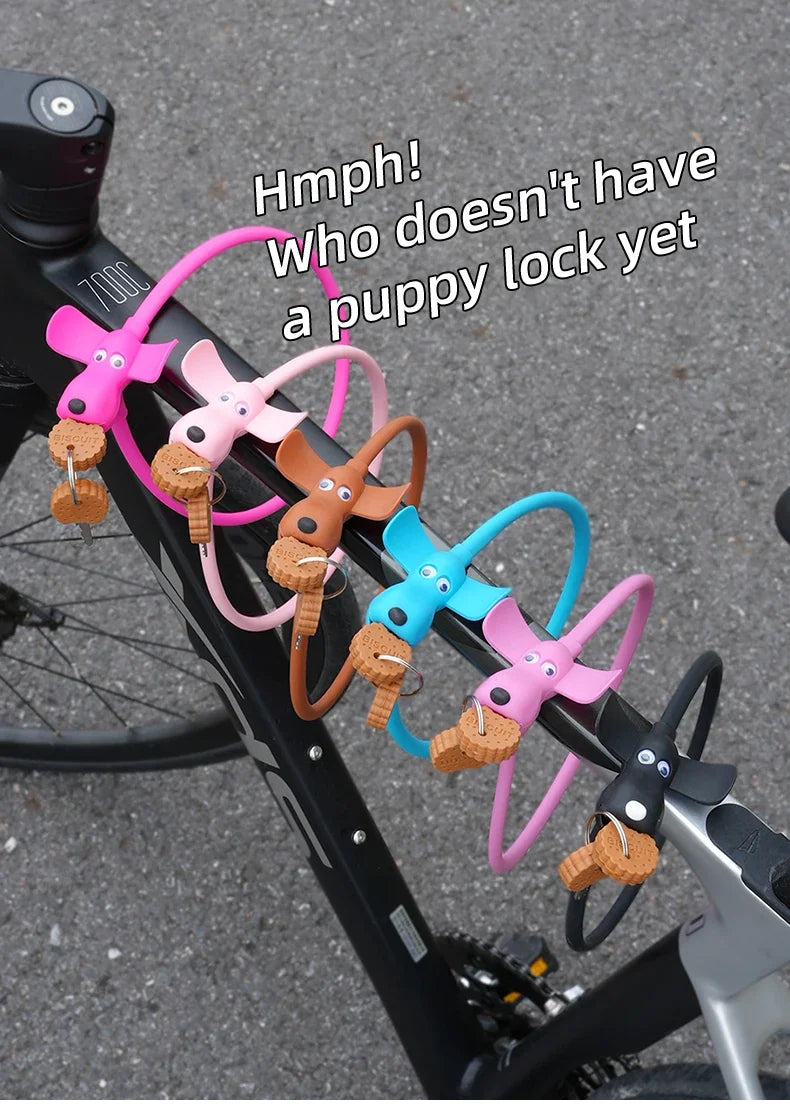 Bike Lock Creative Puppy Children's Bike Anti-theft Cute Cartoon Ring Portable Key Lock Cycling Gear Road Bike Riding Equipment