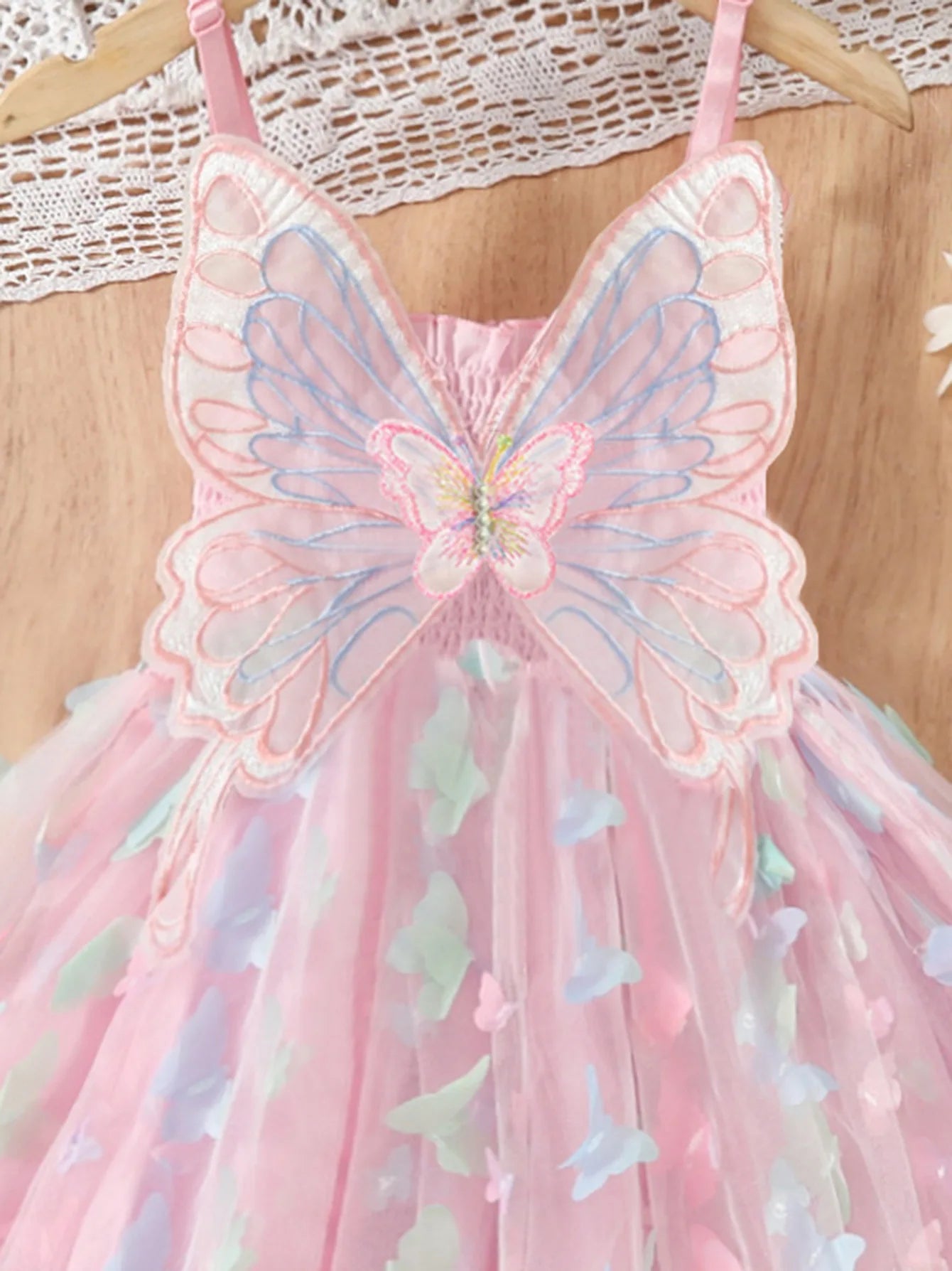 Baby Girls Big Butterfly Wings Gauze Princess Dress Lovely Kids Summer Sleeveless Tulle Sling Dress Children Birthday Party Gown
