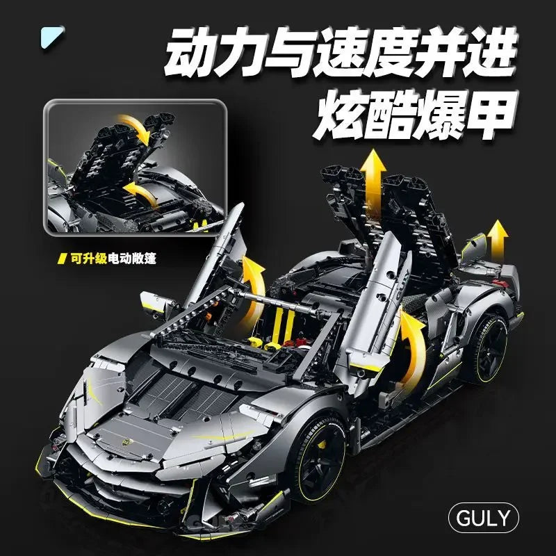 GULY MOC 10638 LAMBO Technical RC 1:8 Sports Car Building Blocks Model Racing Bricks Assembling Toys for Boys Christmas Gift Set