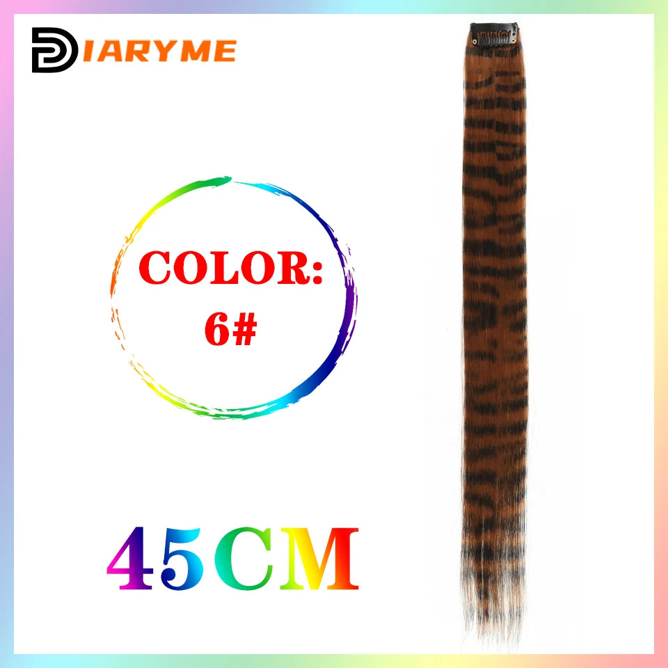 Colorful Hair Extensions Curly One Clip in Synthetic Long Hairpiece For Girls Women Kid Multi-colors Party Highlights Wig Piece
