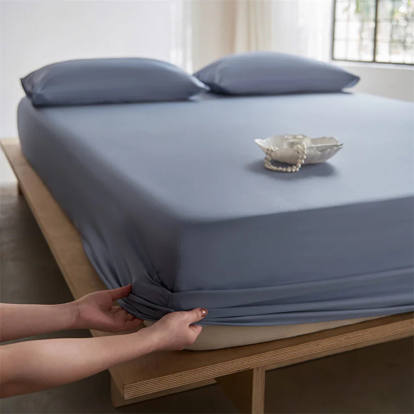Pure Natural Mulberry Silk Fitted Sheet with All Around Elastic Band Soft Silky Breathable Mattress Cover Luxury Anti-Slip Sheet