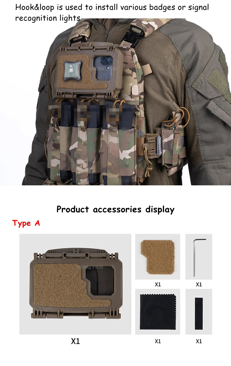 Tactical MOLLE Mobile Phone Box V2 Sport Chest Rig Hunting Vest Navigation Board Instant Equipment  Front Panel Phone Holder