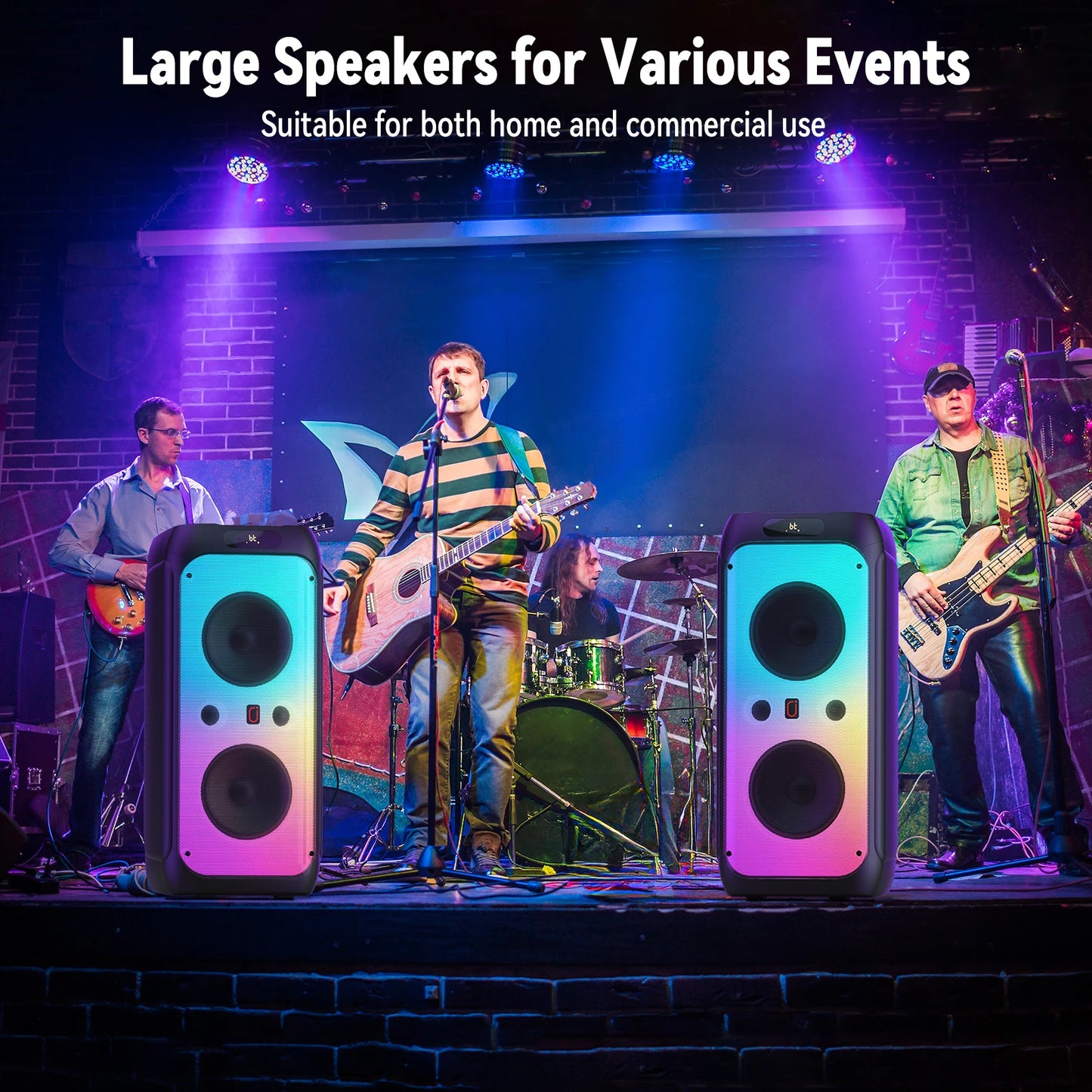 Karaoke Machine for Adults, Big Party Speaker with 500W Peak Power, Wireless PA System with Dual 8" Subwoofers, Disco Lights
