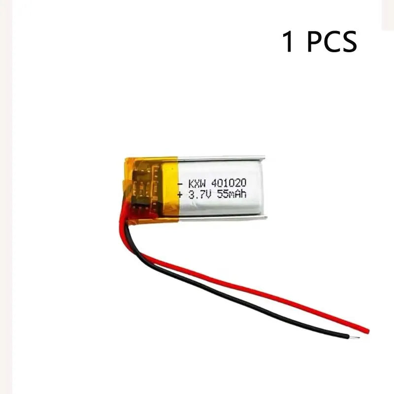 Mini 401020 3.7V 55mAh Rechargeable Li-Polymer Battery for Watches, Bluetooth Headphones Beauty Devices Small Electronic Devices