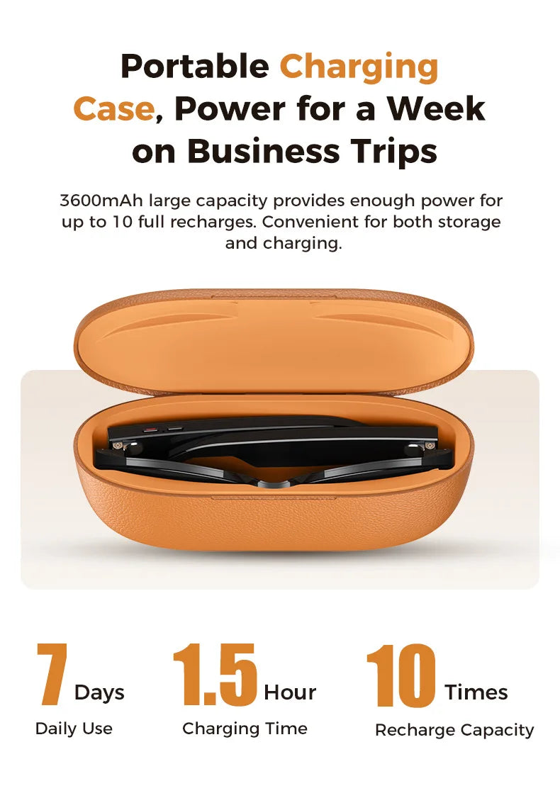 AI Smart Glasses M02Ultra with Charging Case - 800MP Camera, Object Recognition, Translation, WiFi, Navigation, Recording