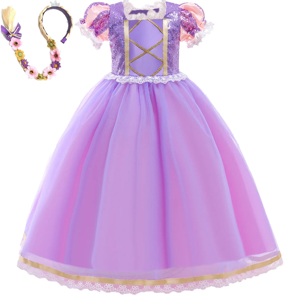 Rapunzel Halloween Costume for Girls Carnival Cosplay Kids Clothes Party Birthday Princess Dress Lace Wedding Christmas Costumes