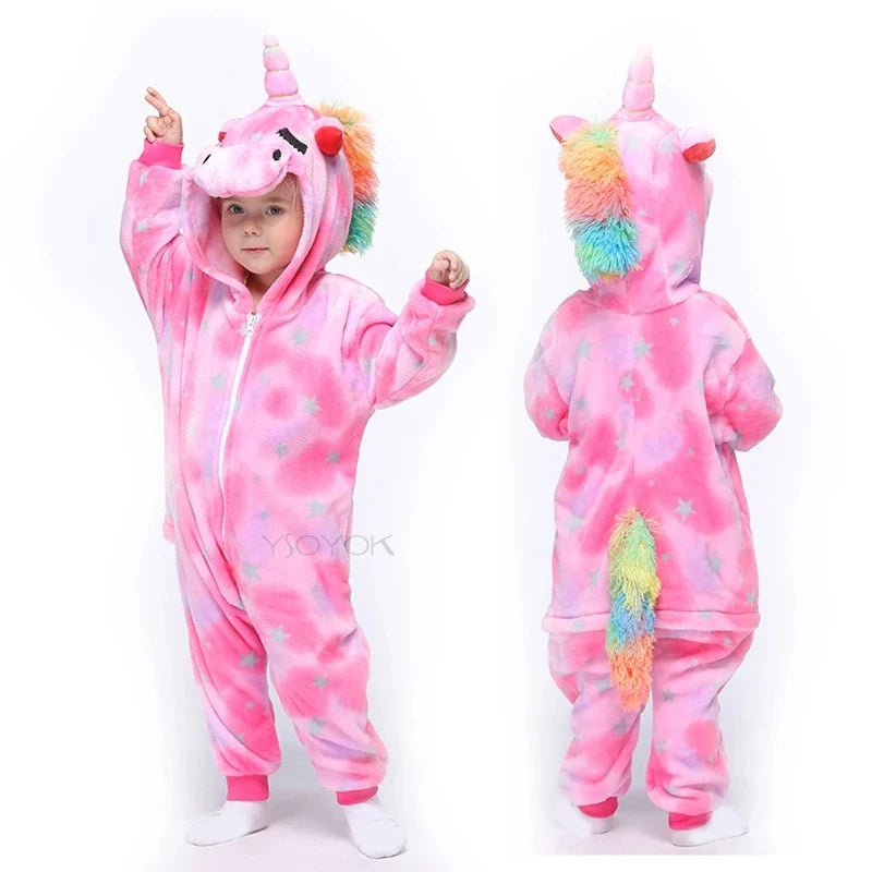 Dinosaur Cosplay Children's Costume Cute Kids Sleepwear Flannel Animal Onesies Boys Girls Pajamas Christmas Party Jumpsuit