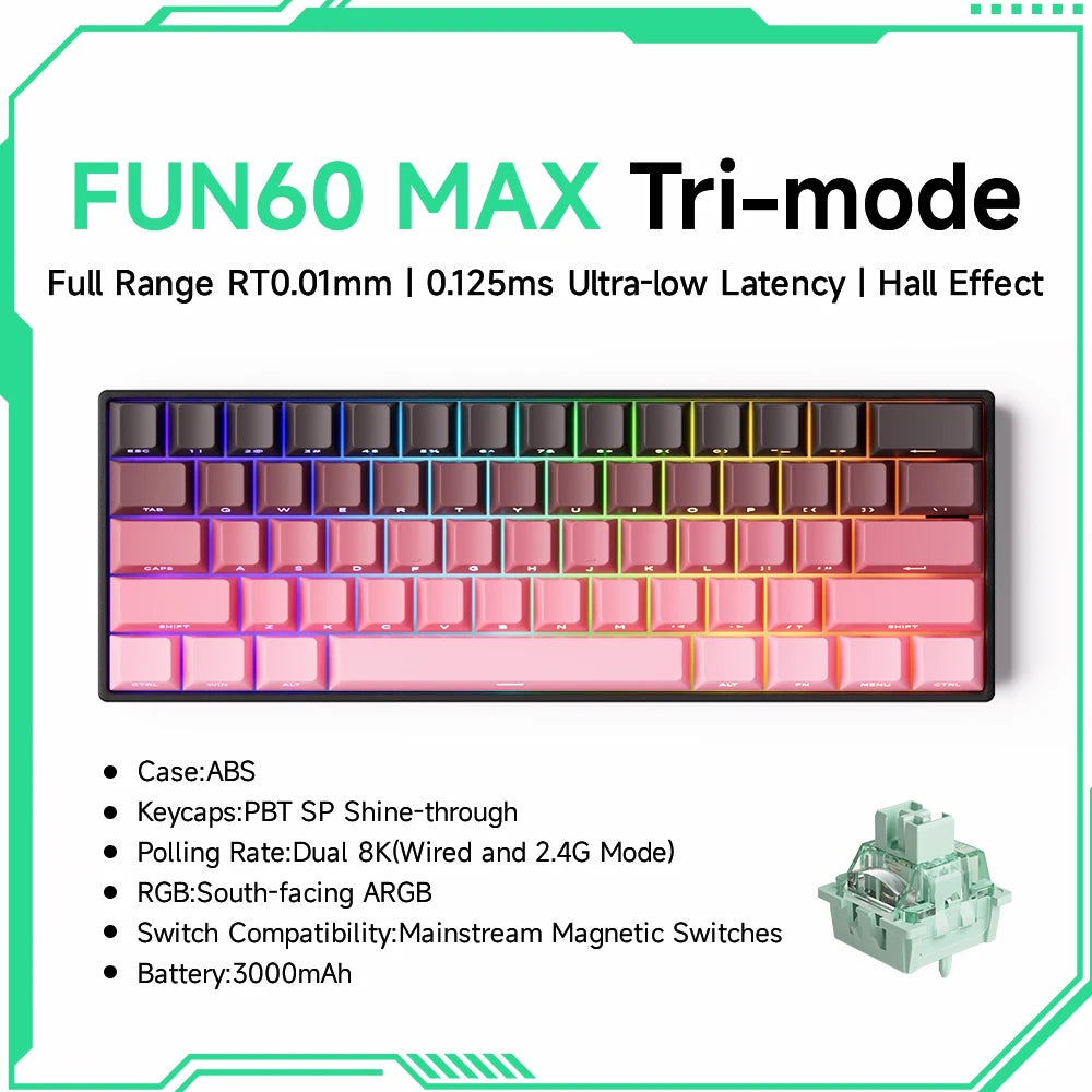 Akko MonsGeek FUN68 FUN60 PRO&MAX  HE Magnetic Keyboard 60% 65%Gaming Keyboards Rapid Trigger 8K Custom Keyboard Gamer Esports