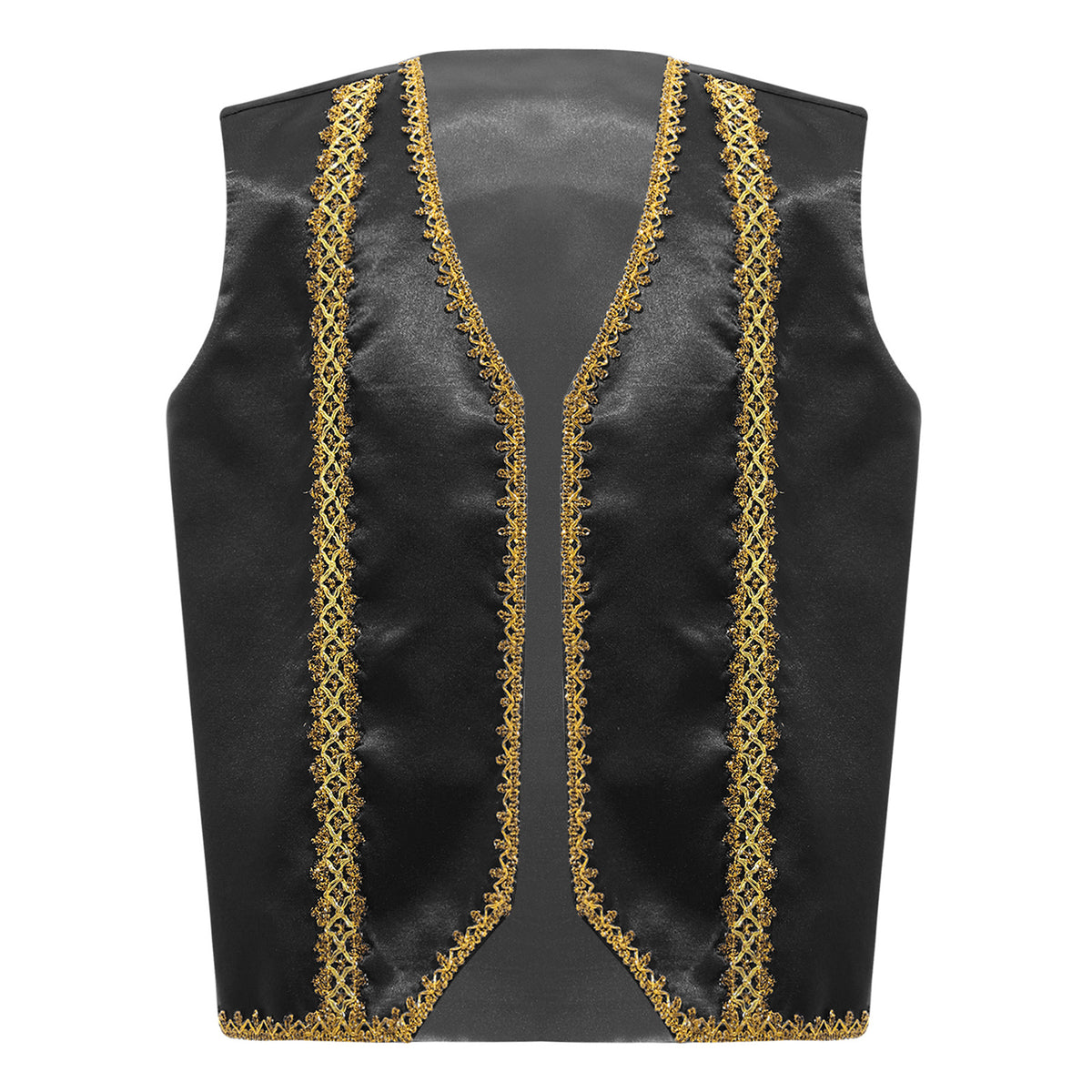 Kids Girls Boys Medieval Steampunk Costume Arabian Prince Sleeveless Golden Trim Waistcoat Vest Halloween Cosplay Fancy Dress Up