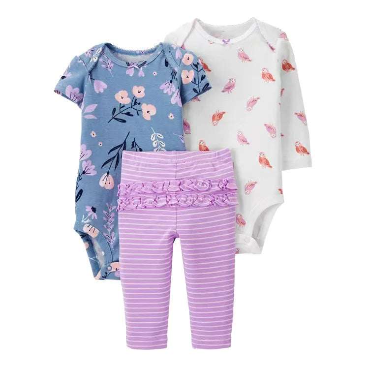 2026 Baby Boys Girls Clothes Set 100% Cotton Baby Bodysuits Baby Pants Summer Cartton Newborn Baby Clothes Infant Bebe Clothing