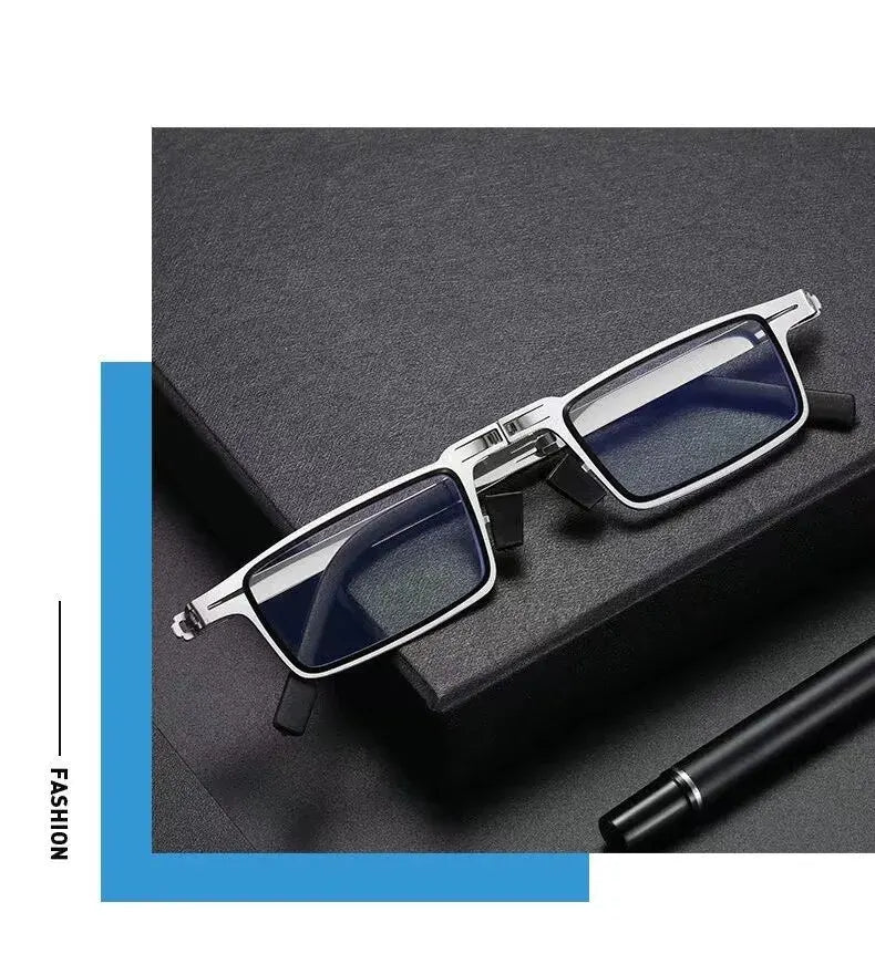 Steel Metal Folding Reading Glasses Hd Anti-blue Light Portable Fashionable Men's And Women's Reading Glasses Set