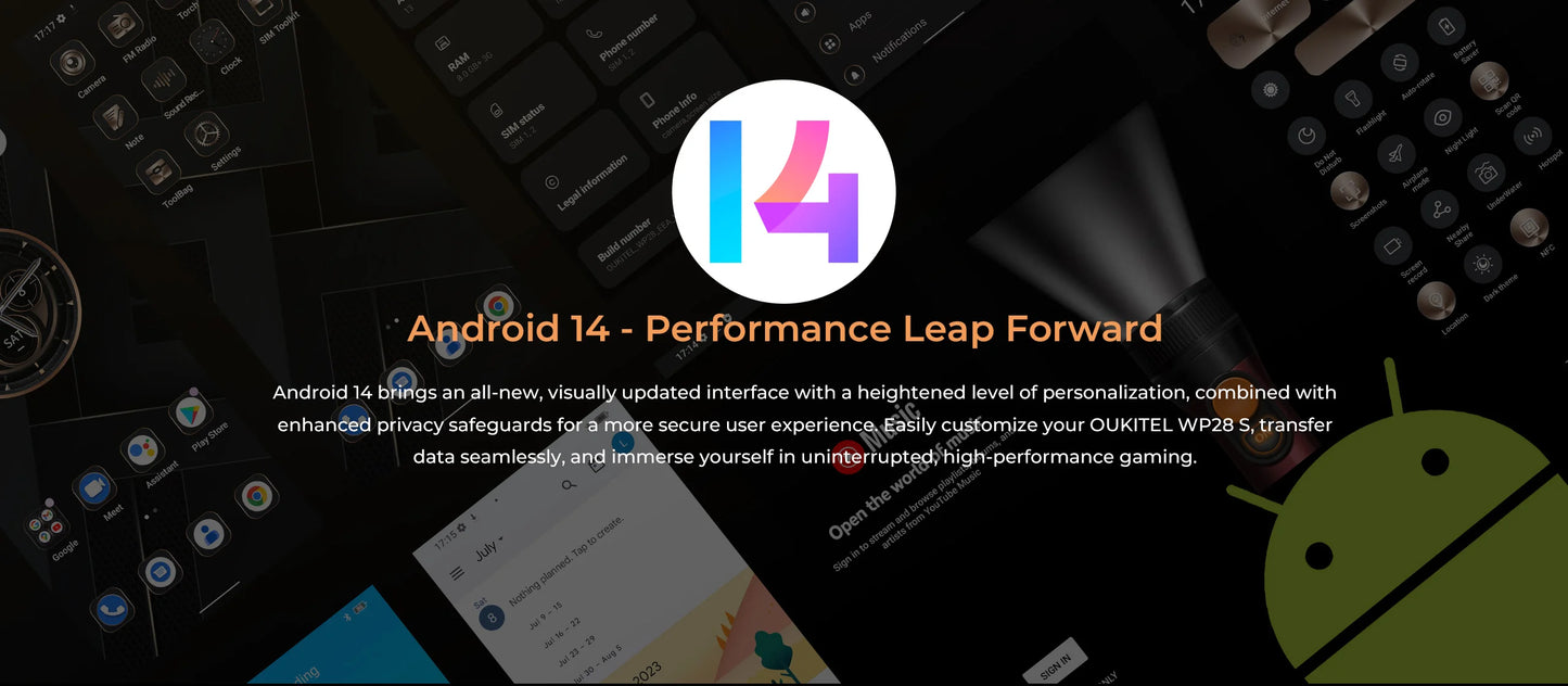 Oukitel WP28 S Rugged smartphone 6.52‘' HD 10600mAh 16GB (4+12)+128GB Android14 13MP Camera cellphone