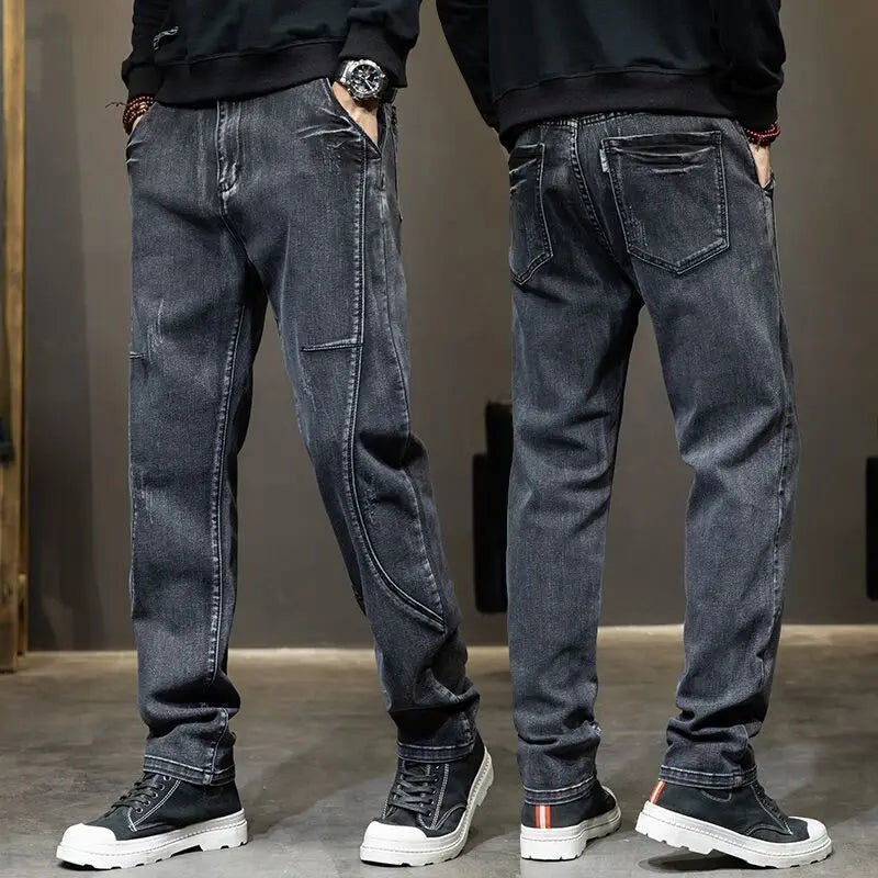 Summer Designer Clothes High Quality Punk Harajuku Fashion Casual Plus Size Slim Fit Denim Jeans for  2025 Cowboy Pants for Men