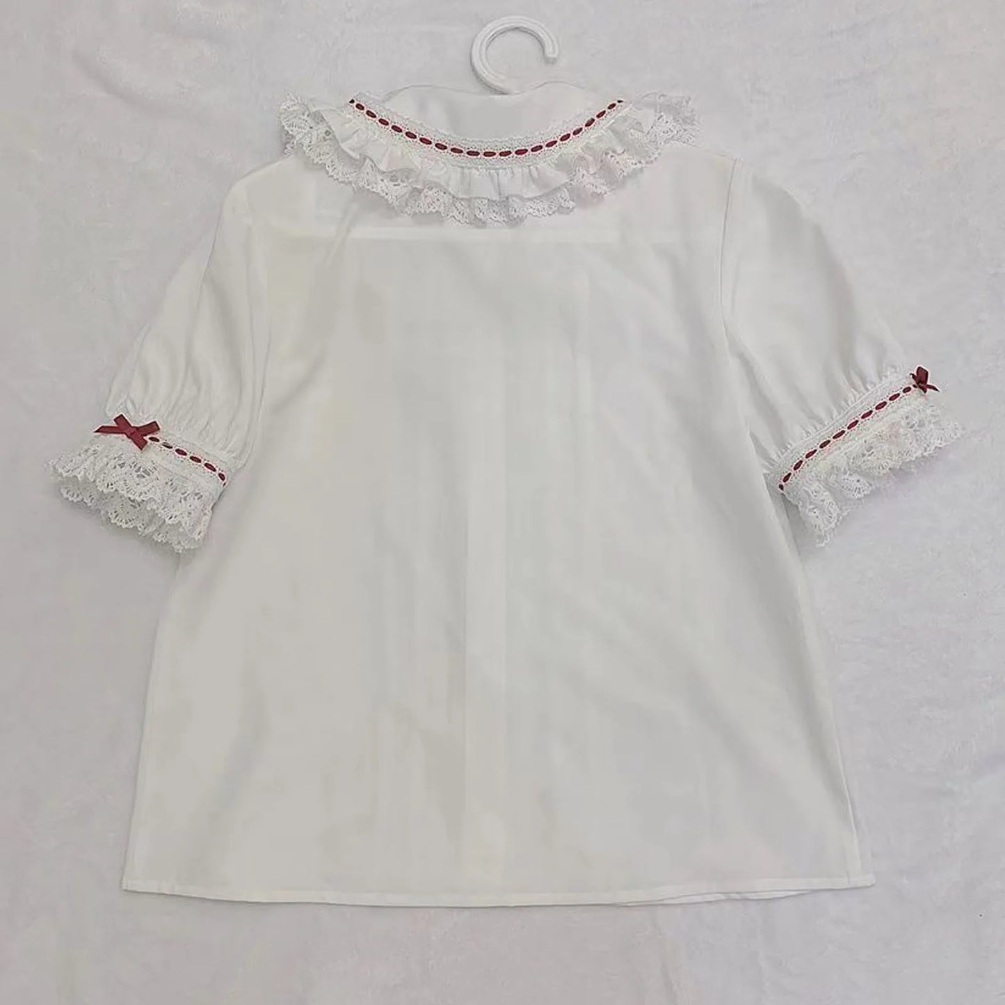 Spring Blouse Women Japanese Kawaii Cute Lace Patchwork Peter Pan Collar Shirt Vintage Sweet Embroidery Top Blusas