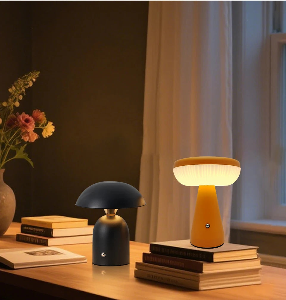 Minimalist Nordic Mushroom LED Desk Lamp Touch Dimming Bedhead Night Light Reading Light Restaurant Bedroom Decorative Lighting