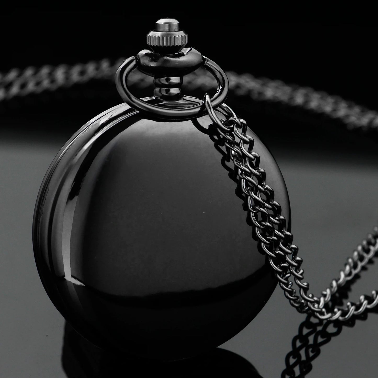 Black Mysterious Gemstone Doctor Strange Quartz Pocket Watch Fashionable Nostalgic Necklace Pendant Gift for Men and Women