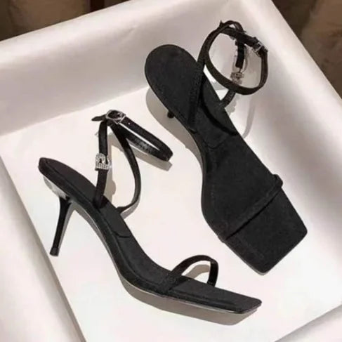 2022 New Square Toe Women Sandals Crystal Letters Decor Women Pumps Sexy High Heels Silk Wedding Dress Shoes Gladiator Sandal