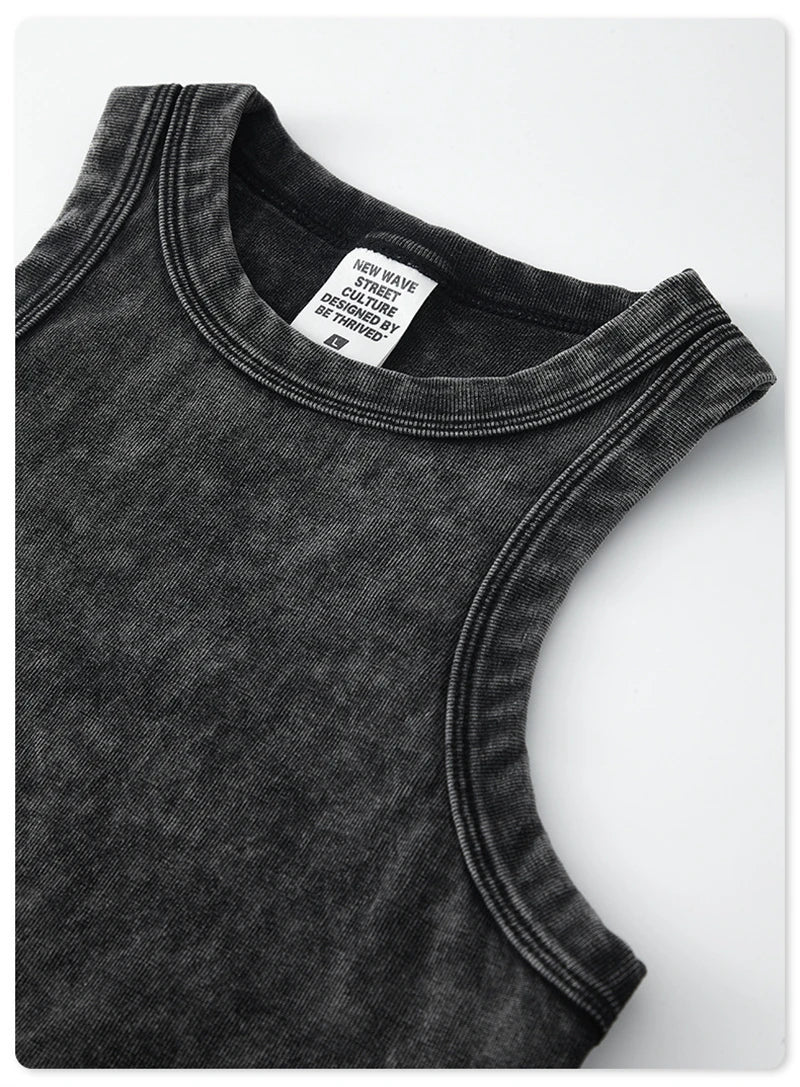 ZODF Women 2025 Hotsweet Girls Washed Cotton Tank Tops Female 315gsm Slim Pleated Arc Hem Camisole TEE Brand Tops HY0574