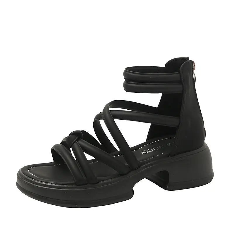Summer Sandals New Fashion Simple Women's Shoes Breathable Non Slip Simple Roman Shoe Hollow Lightweight Retro 2025 Beach Shoes
