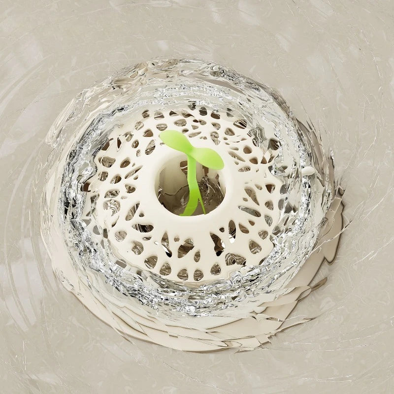 Embedded Floor Drain with Sprout Design Hair Filter Anti Clog Shower Drain Cover Sink Strainer Bathroom Hair Catcher
