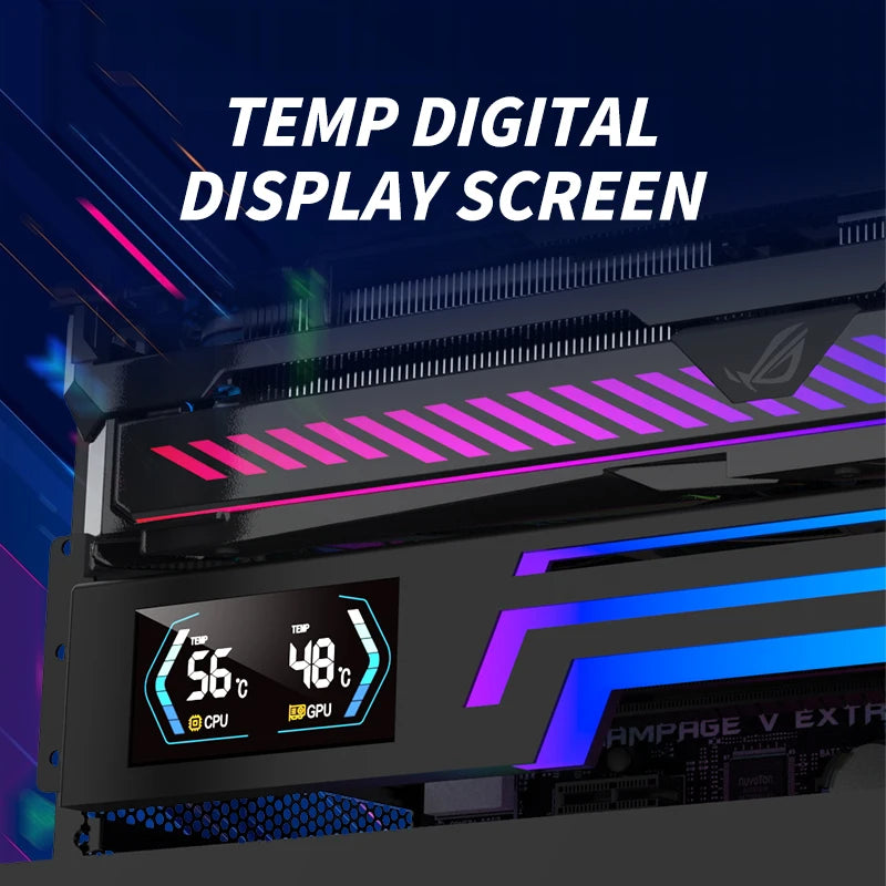 Power Train Z-X6 Graphics Card Bracket Temperature Display 5V 3PIN ARGB AURA SYNC Graphics Card VGA Holder Height Adjustable