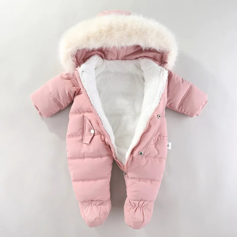 Baby ClothesChildren Clothing Boys and Girls Jumpsuits with Fleece and Cotton Jacket Outdoor Hugging Winter Cotton Clothe