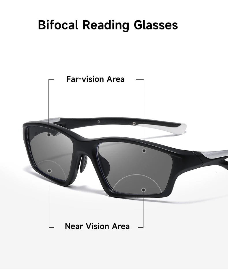 Anti-blue Light Bifocal Reading Glasses Men Sports Photochromic Readers TR90 High Quality Multifunctional Eyeglasses
