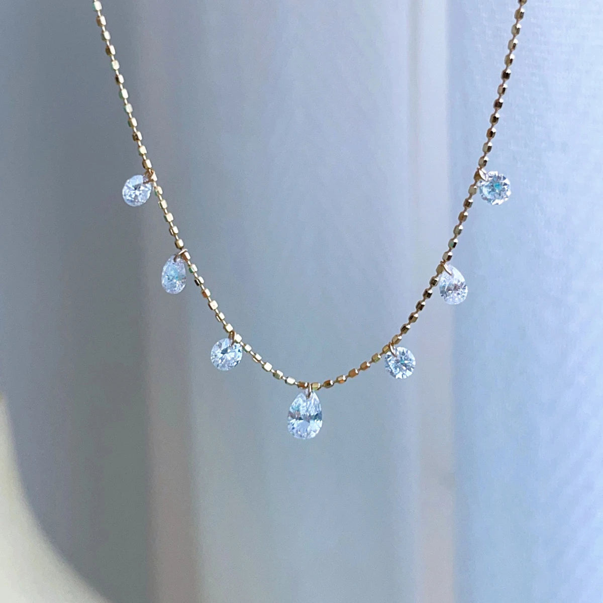 S925 pure silver women's necklace water droplet pendant collarbone chain light luxury fashion personality holiday gift