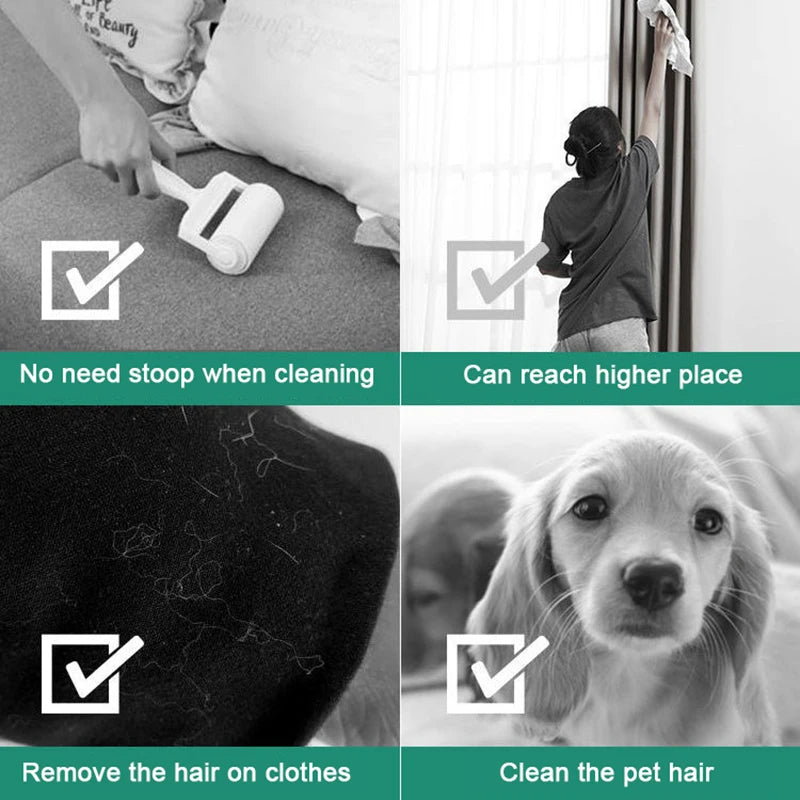 Wide Lint Rollers Brush Large Pet Hair Remover for Sofa Bed Carpet Cleaner Long Handle Dust brush Remover Roller with Refills