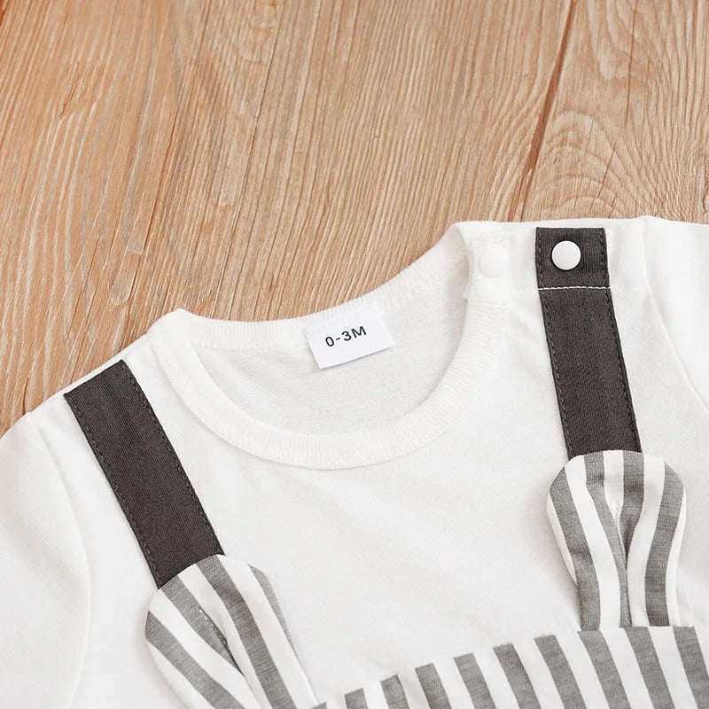 0-18 Baby Jumpsuit Cute Cartoon Shoulder Strap Mouse Cotton Comfortable Boy And Girl Summer Short Sleeved Newborn Clothes