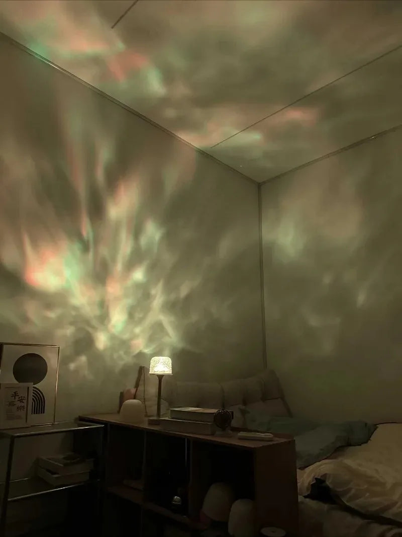 LED High Footed Desk Lamp with Water Ripple Projection Romantic Atmosphere Night Light for Couple Gift Indoor Bedroom