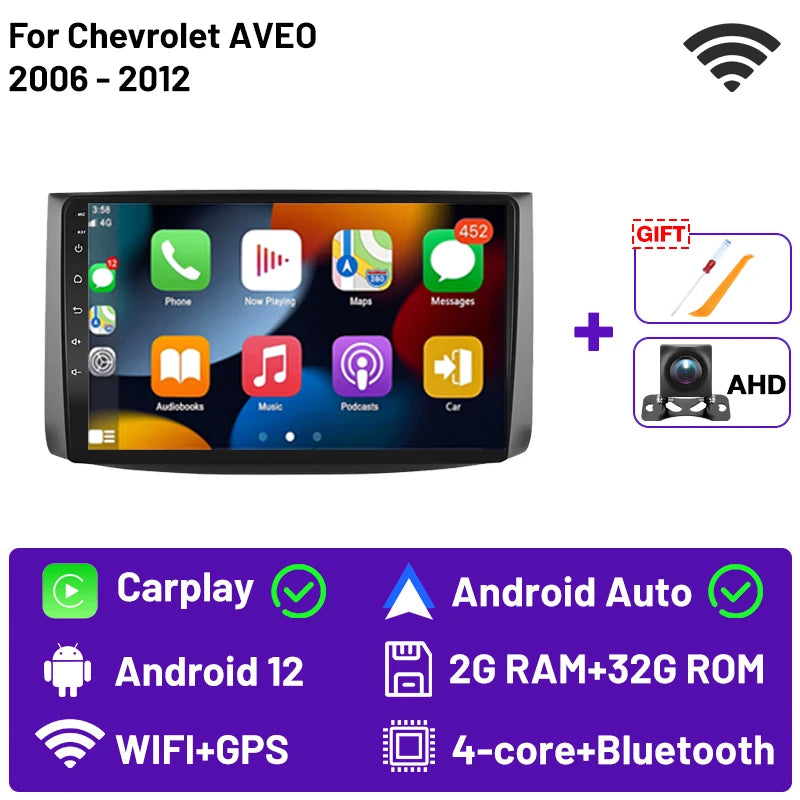 2din Android 15 Car Radio For Chevrolet AVEO T250 2006-2012 Carplay Android Auto Multimedia Stereo Player GPS Navi DSP HD Audio