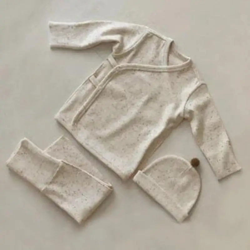 2026 Autumn New Baby Home Clothes Set Infant Boy Girl Long Sleeve Tops + High Waisted Pants + Hat 3pcs Suit Newborn Outfits