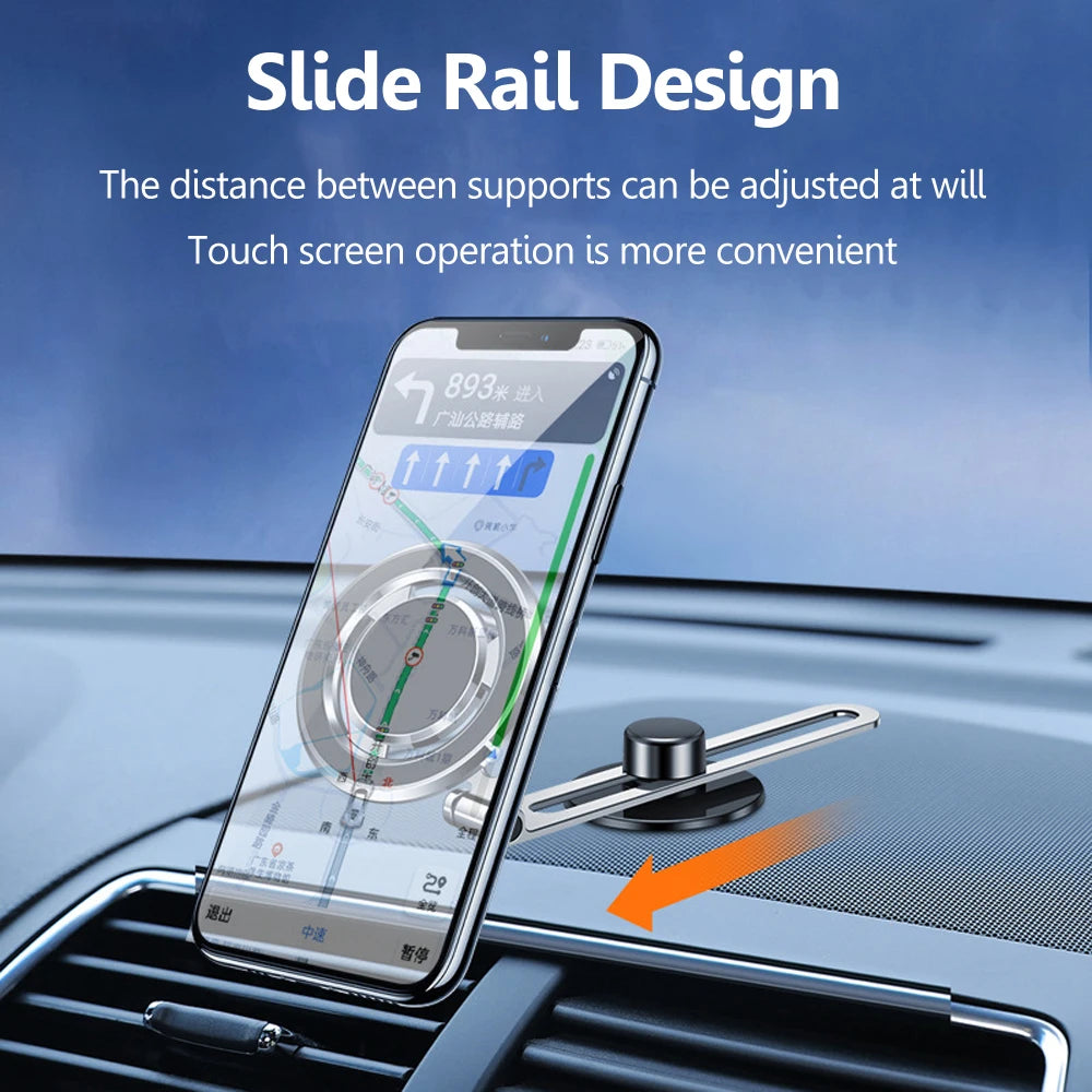 Magnetic Car Phone Holder Adjustable Foldable Telescopic Strong Magnetic GPS Mount Support for IPhone 14 13 12 MagSafe Charger