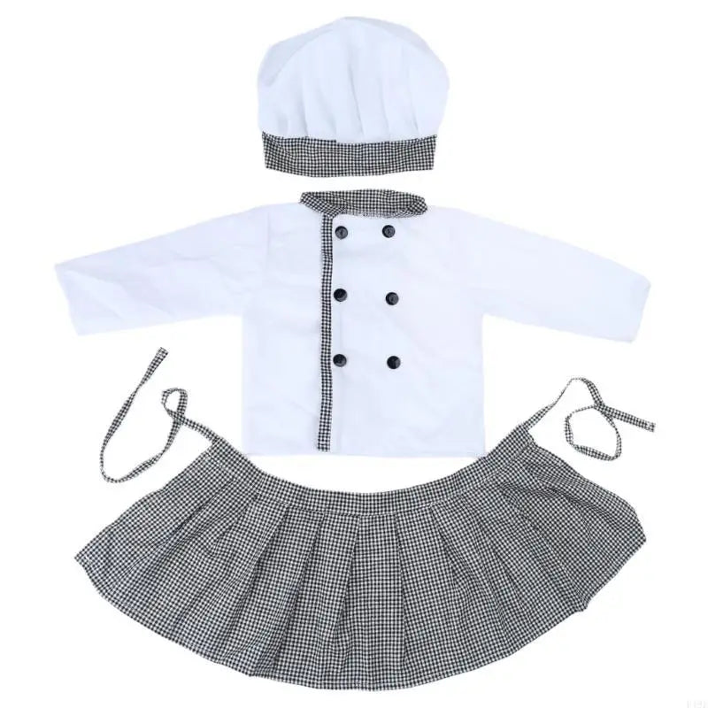 F19F Baby Photo Props Cook Hat Coat Outfit Set Photoshoots Props Infant Cook Costume