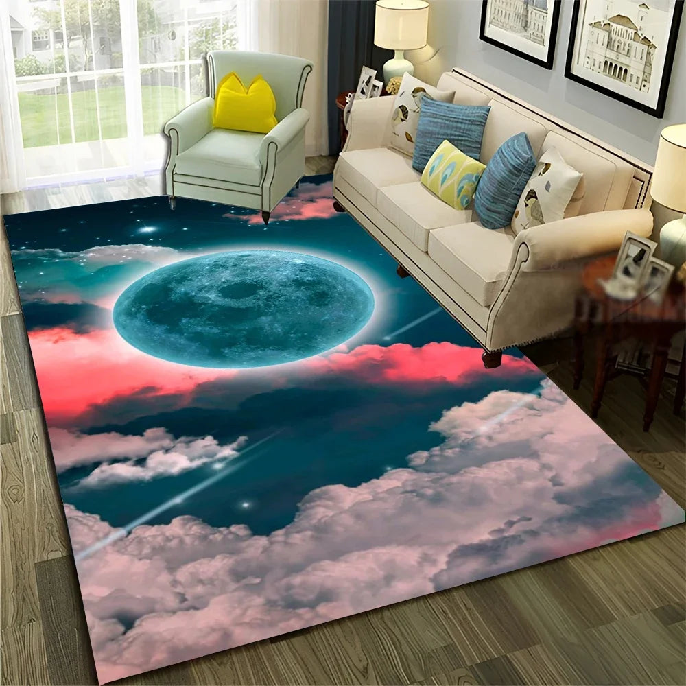 Galaxy Planet Star 3D Universe Space Carpet Rug for Home Living Room Bedroom Sofa Doormat Decor,Kid Area Rug Non-slip Floor Mat
