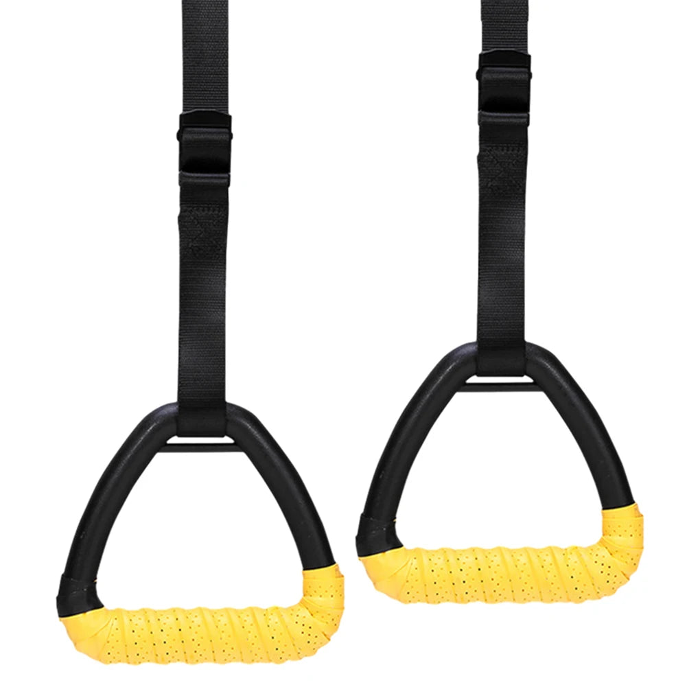 Gymnastic Rings with Adjustable Straps Pull Up Handles Non-Slip Fitness Rings for Chlidren Adult Home Workouts Strength Training