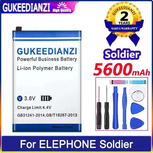 Safe Mobile Phone Battery For Elephone Soldier Phone 4GB 128GB IP68 Waterproof 5.5" 2K Screen 5600mah