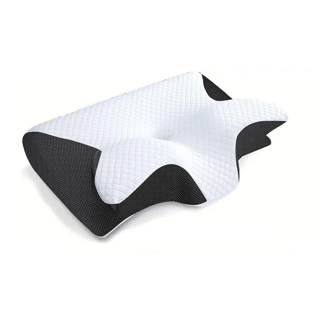 Butterfly Memory Cotton Neck Pillow Ergonomic Contoured Slow Rebound Cervical Pillow For All Sleep Positions Shoulder Relief