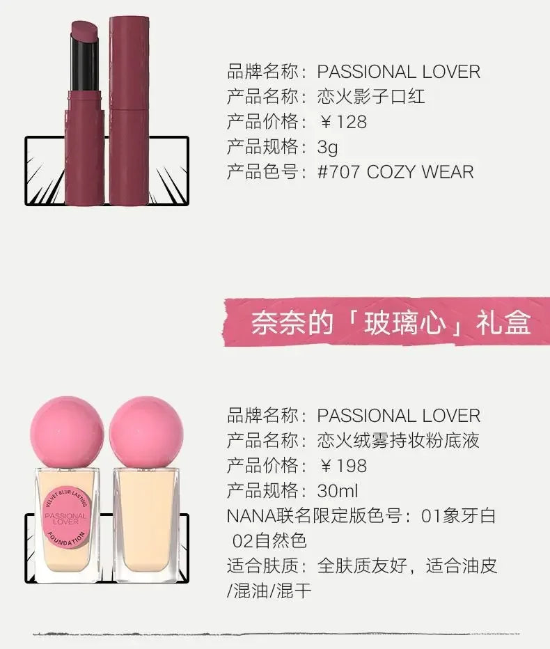 Passional Lover Makeup Cosmetics Set Foundation+eyeshadow+lipstick Long-lasting Moisturizing Waterproof for Women Beauty Makeup