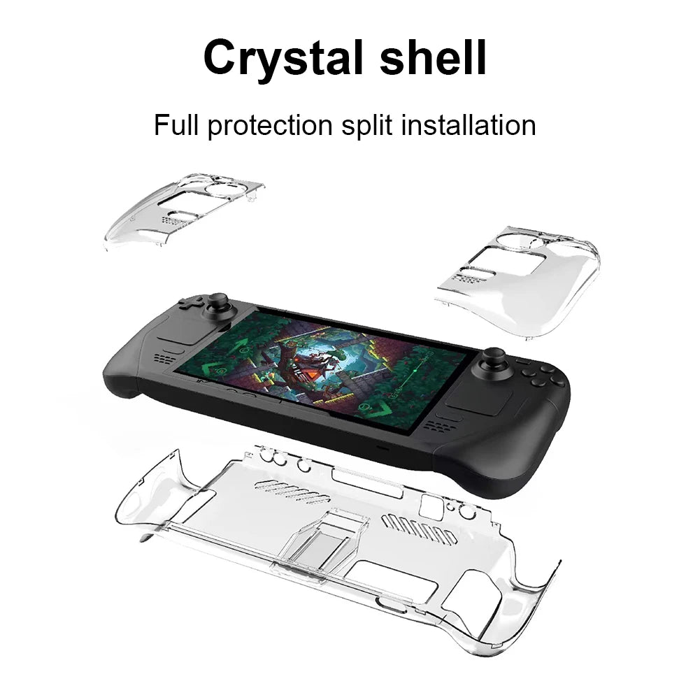 Hard PC Crystal Clear Protective Cover Anti Slip Transparent Host Split Cases Accessories Detachable with Support for Steam Deck