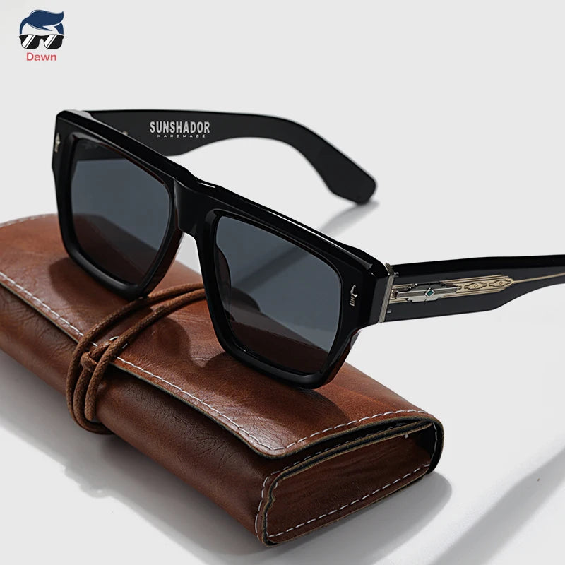 Pure Handmade Top Quality Fashion Square Acetate Luxury Sunglasses Men Women Personalized Designer Outdoor UV400  Sunglasses