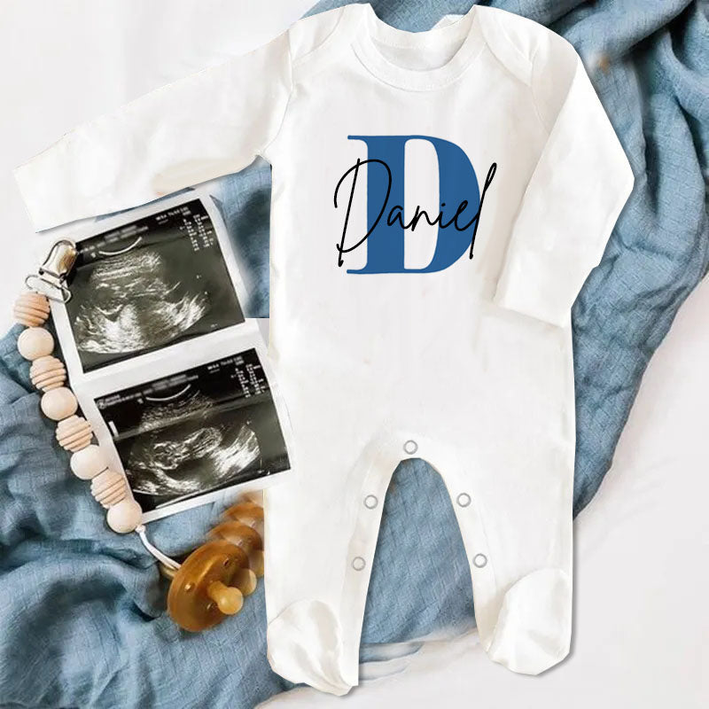 Personalised Name Initial Baby Babygrow Sleepsuit Vest Bodysuit Newborn Coming Home Hospital Outfit Infant birth Shower Gifts