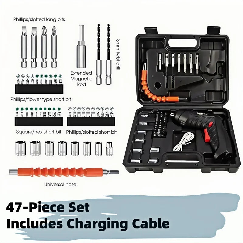 Electrical Screwdriver Handheld for Home Repair and DIY Right Angle Rotation Pistol Bored Drill LED Lights Long Battery Life