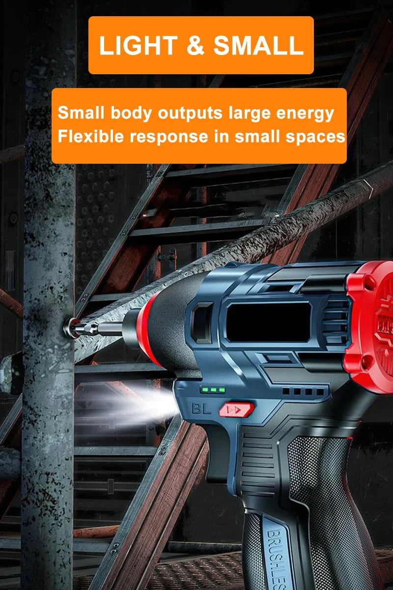 16.8V Brushless 70N.m Electric Cordless Drill 160N.m Impact Driver Screwdriver Household Multifunction Hit Power Tools