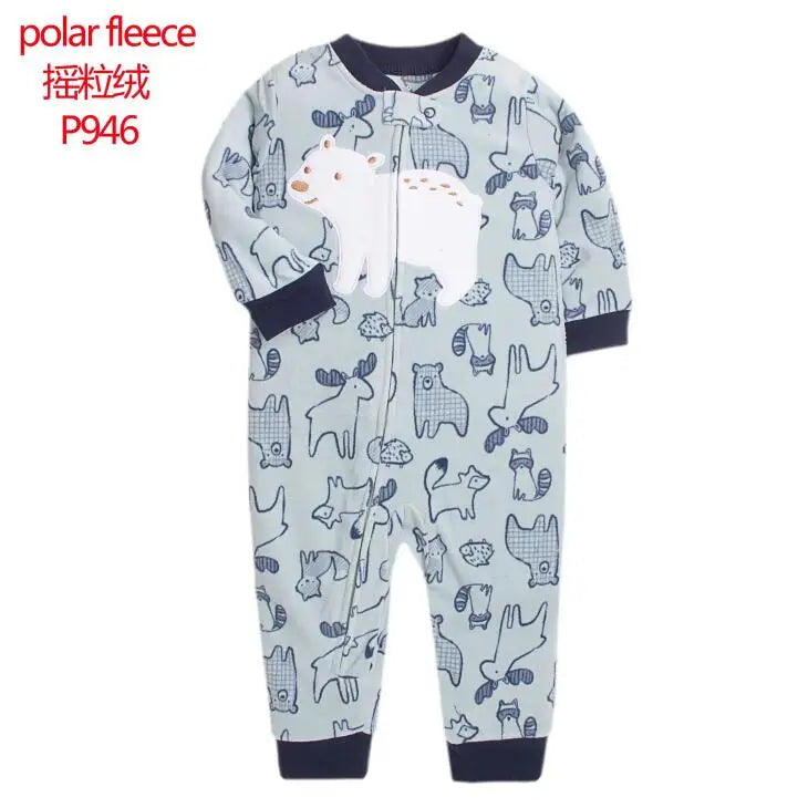 24M Toddler Baby Clothes Romper Children Fleece Outdoor Clothing Winter Warm Climbing Jumpsuit Zipper One-piece Coverall Pajamas