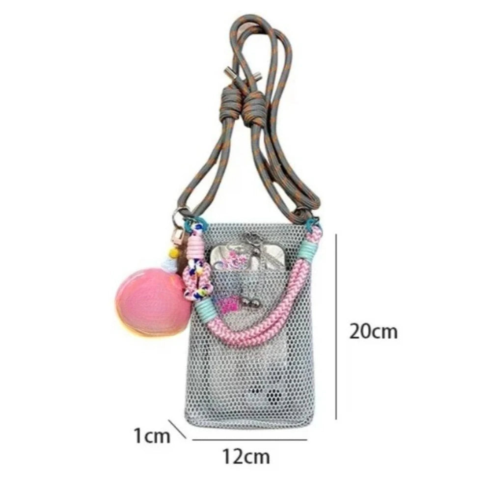 Women Handbags Female Summer Mesh Shoulder Bags Large Capacity Crossbody Bags Outdoor Beach for Women Portable Phone Purse